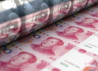 Yuan-Scheine in Druckerei