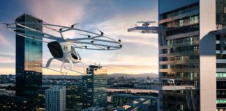 Geely nimmt an Volocopter Finanzierungsrunde D teil. Im Bild zu sehen ist das Flugtaxi VoloCity.