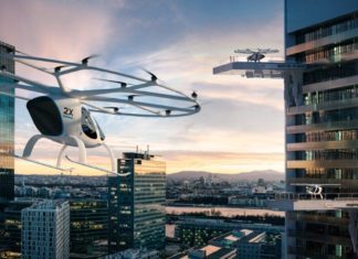 Geely nimmt an Volocopter Finanzierungsrunde D teil. Im Bild zu sehen ist das Flugtaxi VoloCity.